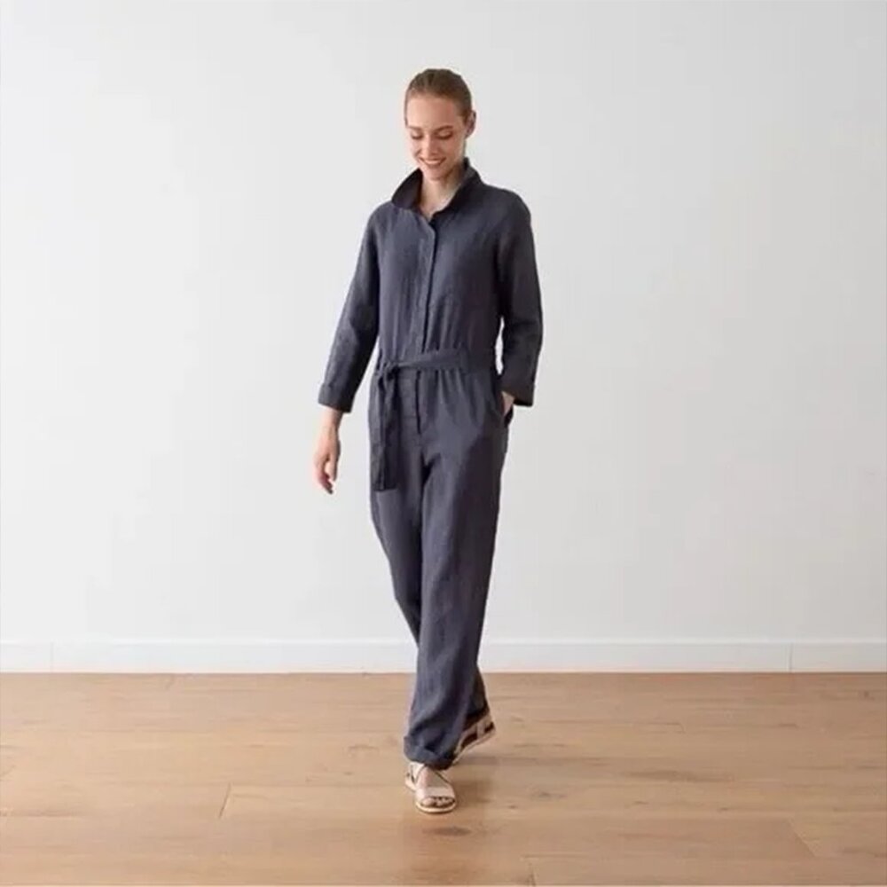 Silk Jumpsuit UNSUBSCRIBED long sleeve Blue Small NWT